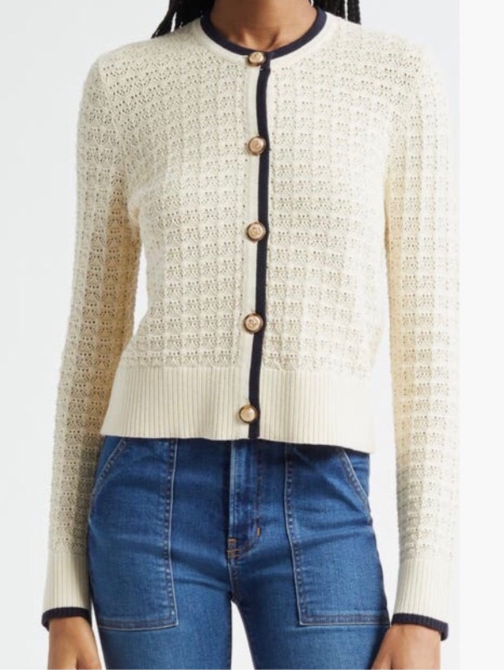 VERONICA BEARD  Bala
Cardigan In ECRU size M 
Medium NWOT $468 gold button